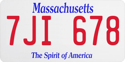 MA license plate 7JI678