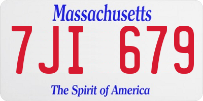 MA license plate 7JI679