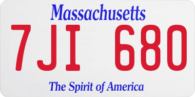 MA license plate 7JI680
