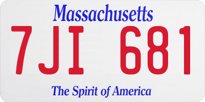 MA license plate 7JI681
