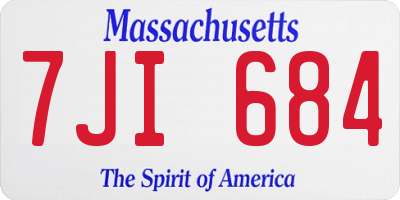 MA license plate 7JI684
