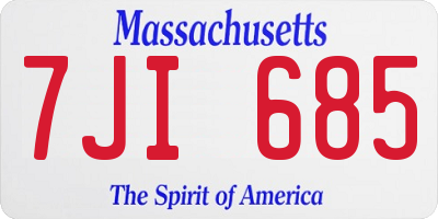 MA license plate 7JI685