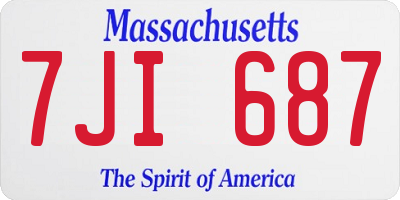 MA license plate 7JI687