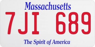 MA license plate 7JI689