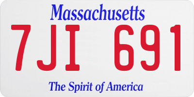 MA license plate 7JI691