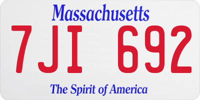 MA license plate 7JI692