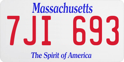 MA license plate 7JI693