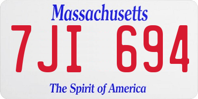 MA license plate 7JI694