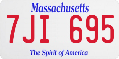 MA license plate 7JI695