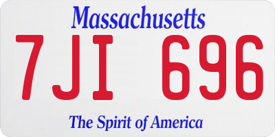 MA license plate 7JI696