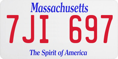 MA license plate 7JI697