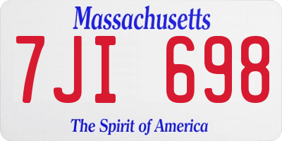 MA license plate 7JI698