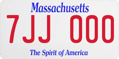 MA license plate 7JJ000