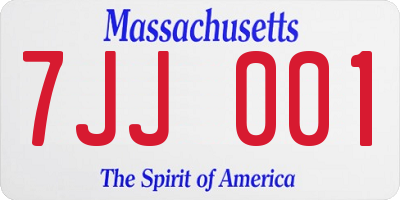MA license plate 7JJ001