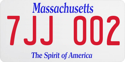 MA license plate 7JJ002
