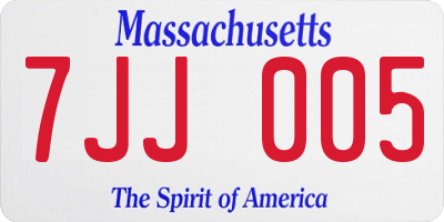 MA license plate 7JJ005
