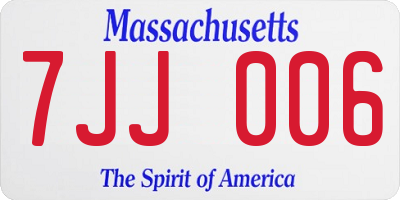 MA license plate 7JJ006