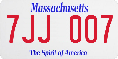 MA license plate 7JJ007