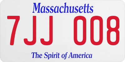 MA license plate 7JJ008