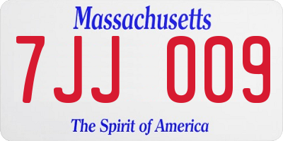MA license plate 7JJ009