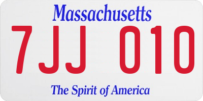 MA license plate 7JJ010