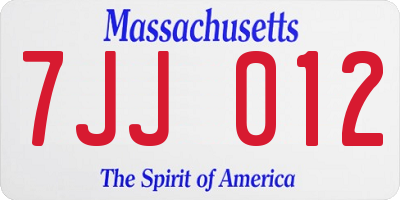 MA license plate 7JJ012