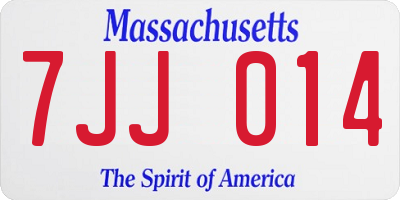 MA license plate 7JJ014