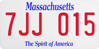 MA license plate 7JJ015