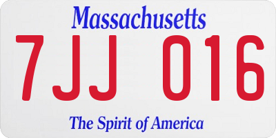 MA license plate 7JJ016