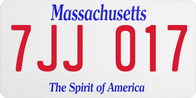 MA license plate 7JJ017