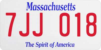 MA license plate 7JJ018