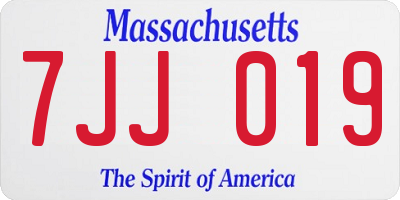 MA license plate 7JJ019