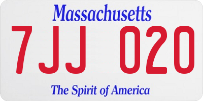 MA license plate 7JJ020