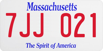 MA license plate 7JJ021