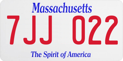 MA license plate 7JJ022