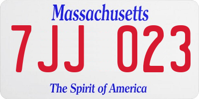 MA license plate 7JJ023