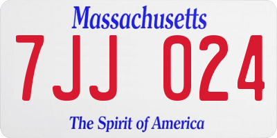 MA license plate 7JJ024