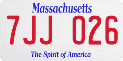 MA license plate 7JJ026