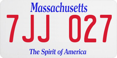MA license plate 7JJ027