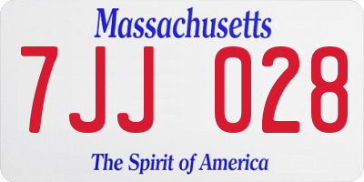 MA license plate 7JJ028