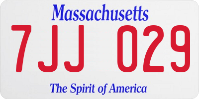 MA license plate 7JJ029