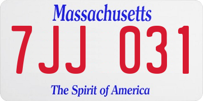 MA license plate 7JJ031