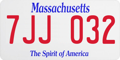 MA license plate 7JJ032