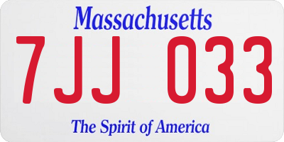 MA license plate 7JJ033