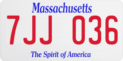 MA license plate 7JJ036