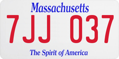 MA license plate 7JJ037