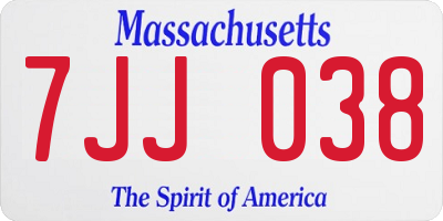 MA license plate 7JJ038