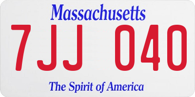 MA license plate 7JJ040