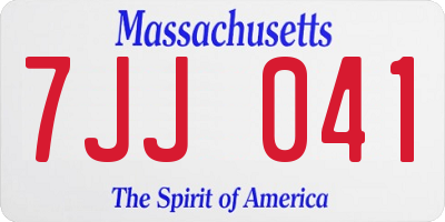 MA license plate 7JJ041