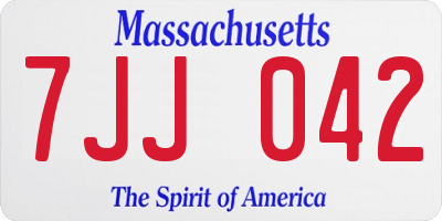 MA license plate 7JJ042